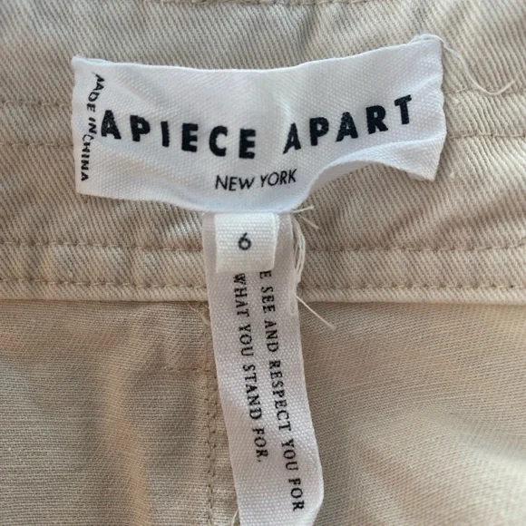 Apiece Apart Merida High Waist Wide Leg Crop Pants Khaki Cotton Size 6 | Minimal - Picture 13 of 15